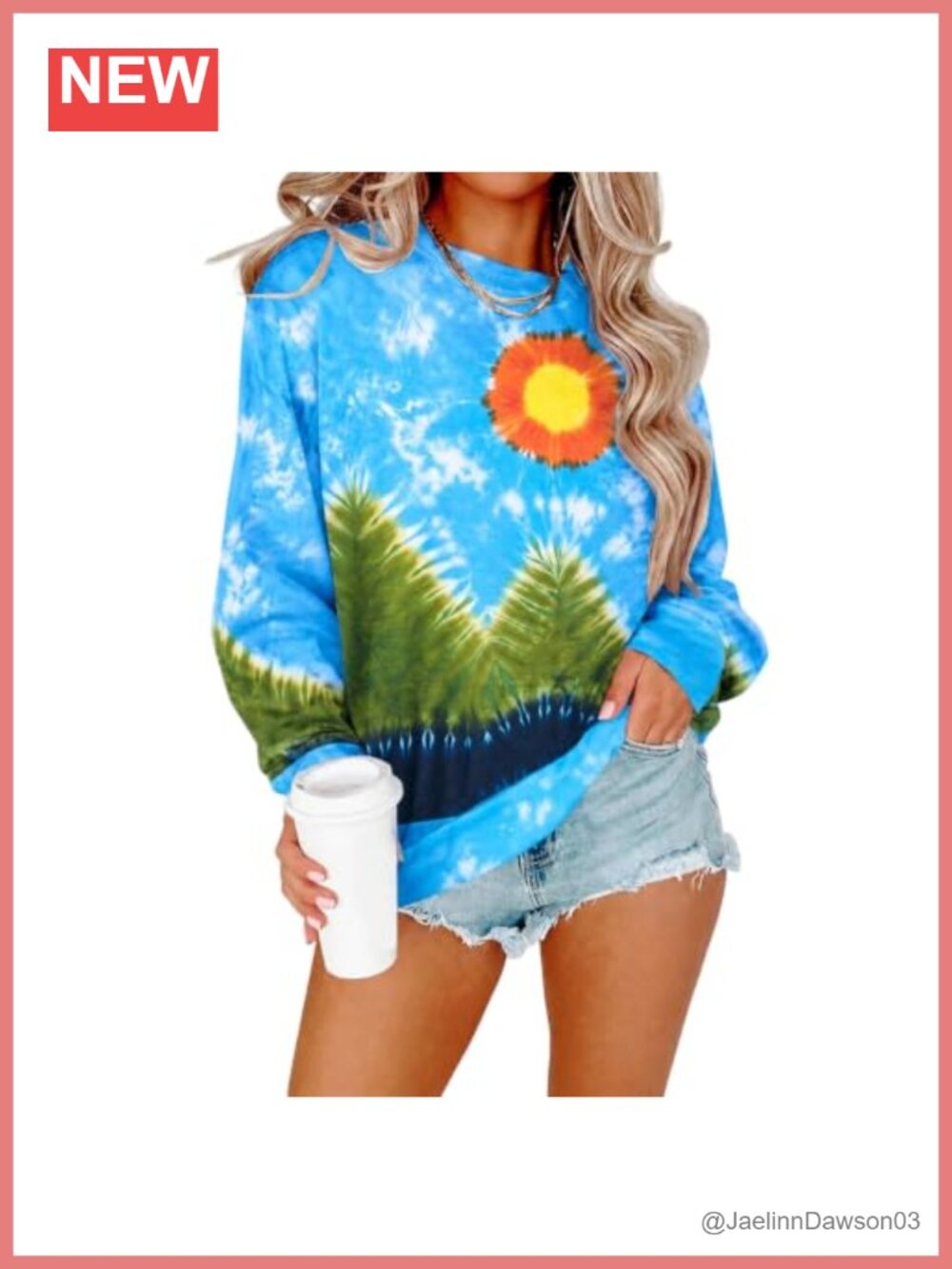 Womens Christian Sweatshirt Jesus Cross Tie Dye Pullover Loose Fit Crew Neck